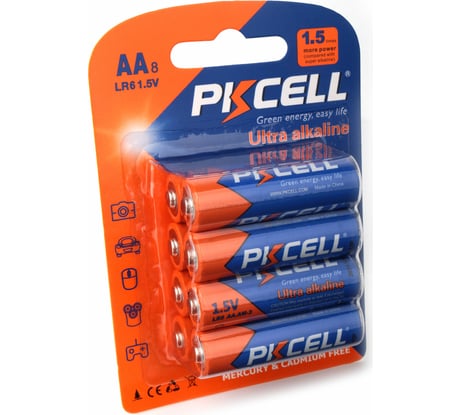Щелочной/алкалиновый элемент питания PKCELL тип - AA 8 шт в блистере LR6-8B