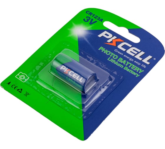 Литиевый элемент питания PKCELL тип - CR123A 1 шт в блистере CR123A-1B