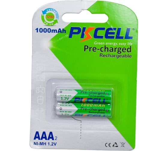 Никель-металлогидридный аккумулятор PKCELL AAA1000-2B тип - AAA 2 шт в блистере NI-MH RTU