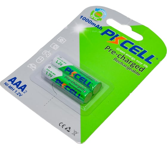 Никель-металлогидридный аккумулятор PKCELL AAA1000-2B тип - AAA 2 шт в блистере NI-MH RTU