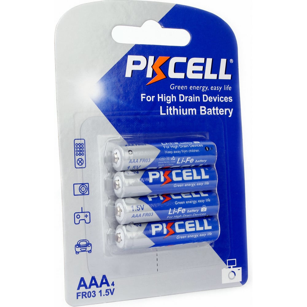 Литиевый элемент питания PKCELL тип - AAA 4 шт в блистере Li-Fe AAA-4B ...
