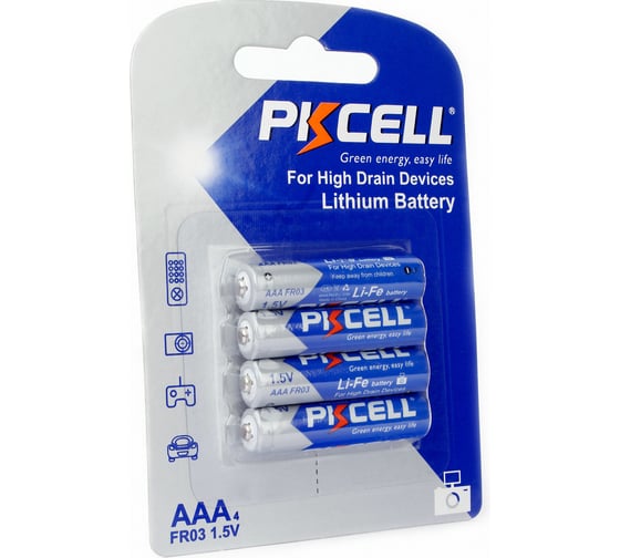 Литиевый элемент питания PKCELL тип - AAA 4 шт в блистере Li-Fe AAA-4B