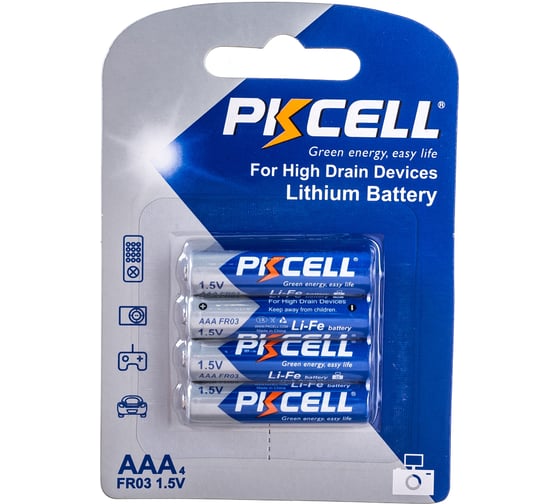 Литиевый элемент питания PKCELL тип - AAA 4 шт в блистере Li-Fe AAA-4B