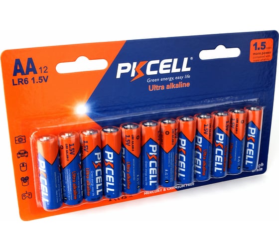 Щелочной/алкалиновый элемент питания PKCELL тип - AA 12 шт в блистере LR6-12B 1