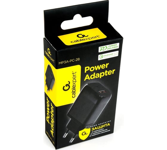 Адаптер питания Cablexpert PD18W, QC3.0, чёрный MP3A-PC-28
