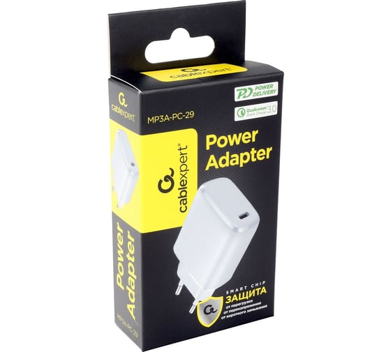 Адаптер питания Cablexpert, PD20W, QC3.0, белый MP3A-PC-29