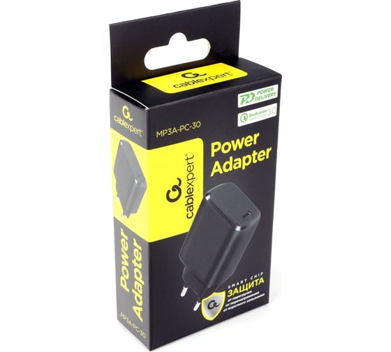 Адаптер питания Cablexpert PD20W, QC3.0, черный MP3A-PC-30