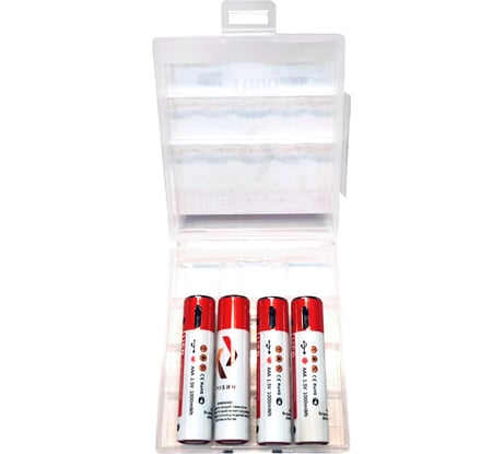 Аккумулятор РУБИН LI-ION, размер ААА, 1,5 В, 1000mWh, micro USB, 4 штуки/упаковка РЭ-ААА1000