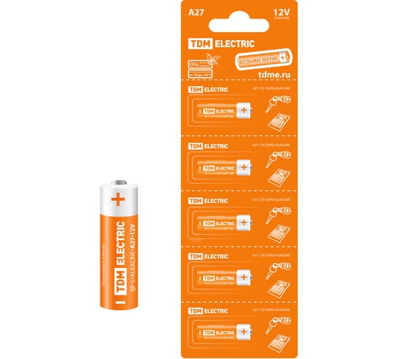 Элемент питания TDM ELECTRIC A27 Alkaline 12V BP-5 SQ1702-0040