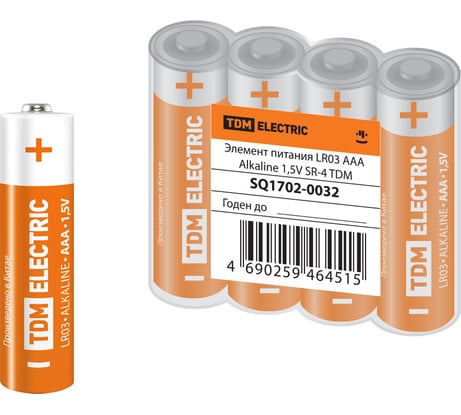 Элемент питания TDM ELECTRIC LR03 AAA Alkaline 1,5V SR-4 SQ1702-0032