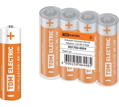 Элемент питания TDM ELECTRIC LR6 AA Alkaline 1,5V SR-4 SQ1702-0034