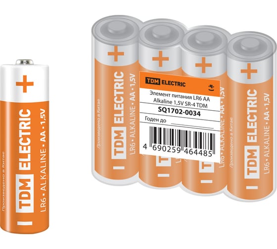 Элемент питания TDM LR6 AA Alkaline 1,5V SR-4 SQ1702-0034