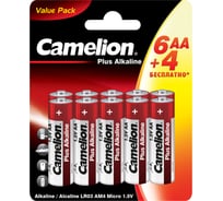 Пальчиковая батарейка АА CAMELION Plus Alkaline LR6-BP6+4 (LR6-BP6+4, 1.5В) 15818