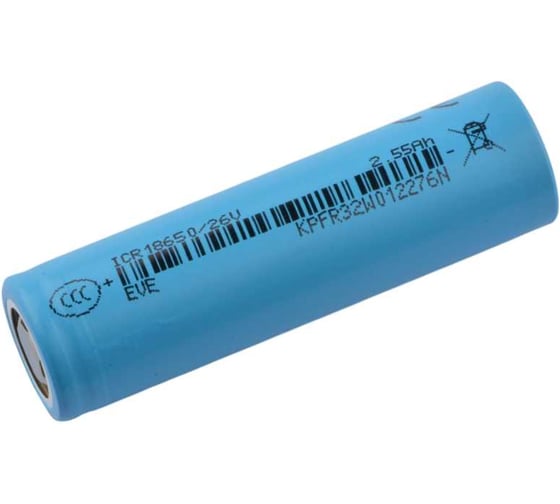 Аккумулятор EVE 18650 2550 мАч ICR18650/26V Energy, 3.6 В Li-Ion среднетоковый с плоским электродом, 2 штуки 6780409 1