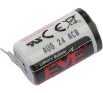 Литиевая батарейка EVE Energy ER14250/2PT тип 1/2AA для автомобилей, счетчиков и датчиков, с выводами для запаивания, Li-SOCl2, 4 штуки 7054486