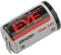 Литиевая батарейка EVE Energy ER14250/2PT тип 1/2AA для автомобилей, счетчиков и датчиков, с выводами для запаивания, Li-SOCl2, 2 штуки 7054479