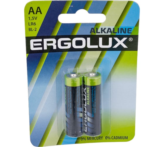 Батарейка Ergolux 1.5В LR6 Alkaline BL-2 11747