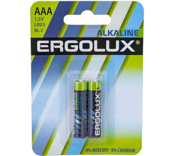Батарейка Ergolux 1.5В LR03 Alkaline BL-2 LR03 BL-2 11743