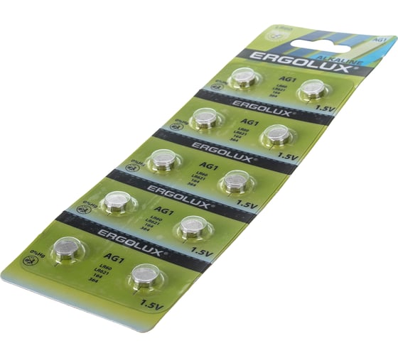 Батарейки для часов Ergolux AG 1 BL-10 AG1-BP10, LR60/LR621/164/364 14312