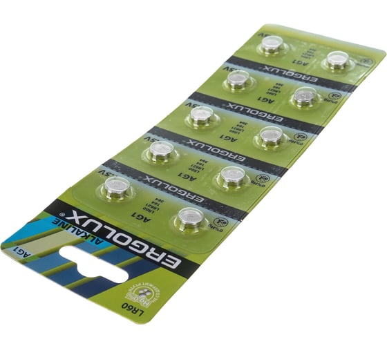 Батарейки для часов Ergolux AG 1 BL-10 AG1-BP10, LR60/LR621/164/364 14312