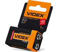 Элемент питания Videx 6F22/9V крона солевая 1 SHRINK CARD VID-6F22-1SC