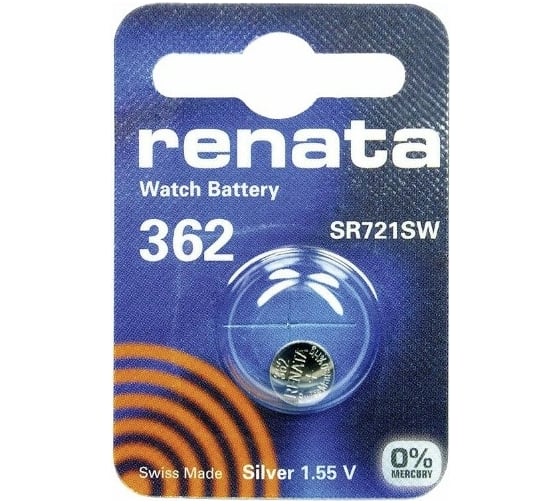Батарейка для часов Renata R 362 SR 721 SW, 1.55V, 24mAh, 7.9x2.1mm 4347