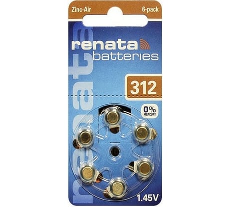 Батарейка для слуховых аппаратов Renata ZA 312 BL-6 1.4V/170mAh 4391