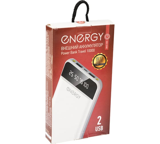 Внешний аккумулятор Energy Power Bank 10 000 Travel белый 103582