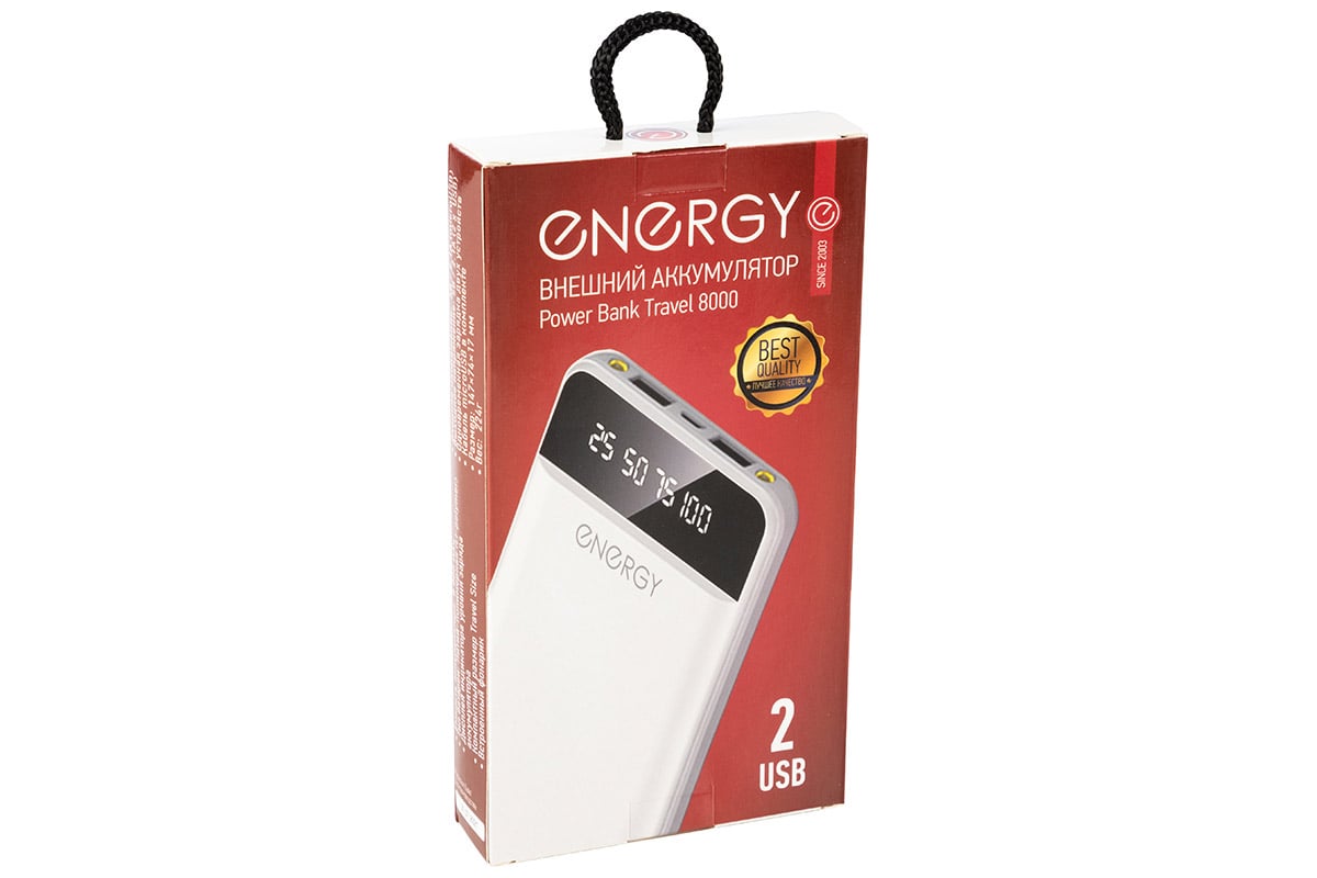 Внешний аккумулятор Energy Power Bank 8000 Travel белый 103581