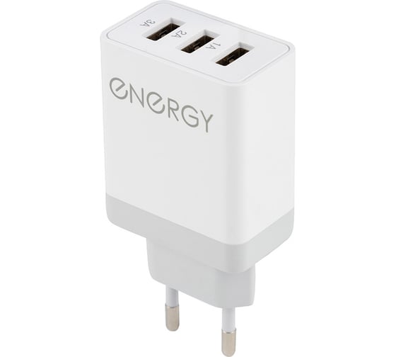 Сетевое зарядное устройство Energy ET-24 3 USB Q30 цвет - белый 100294