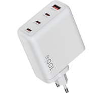 Сетевое зарядное устройство QUMO Energy Charger GaN PD 100 Вт, USB-A + 3 USB Type-C, (0144), белый 54475