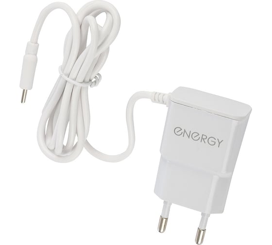 Сетевое зарядное устройство Energy ET-13 с кабелем micro-USB 1А цвет - белый 100296 1