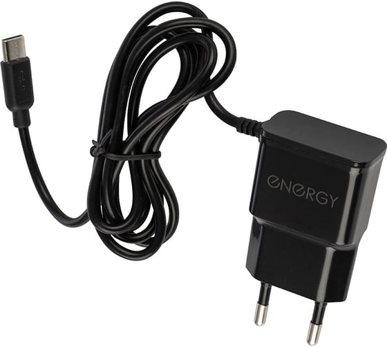 Сетевое зарядное устройство Energy ET-14 с кабелем Type-C 1А цвет - чёрный 100297 1