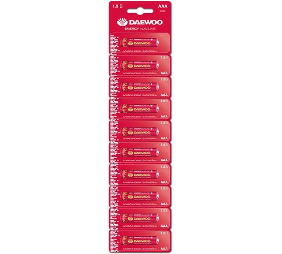 Батарейка Элемент питания DAEWOO алкалиновый AAA/LR03 1.5В Energy Alkaline BL-10 (упаковка 10шт) 506 5063402