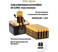 Батарейки алкалиновые АА STAY GOLD набор 40шт SG-AA-40