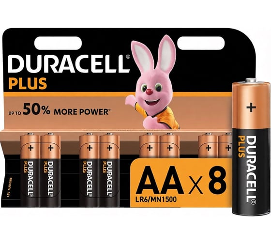 Батарейка Duracell PLUS AA BL8 щелочная RPL00669