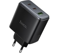Зарядное устройство Hoco 65Вт, 3.25А, QC3.0/PD, 1xUSB, 2xType-C, C160A, черный, коробка, 6942007672009