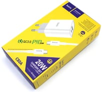 Блок питания (сетевой адаптер) Hoco C80A Rapido PD+QC3.0, 20W два порта (1*USB-A, 1*Type-C), белый 100990