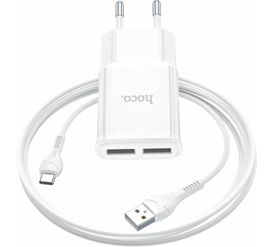 Блок питания (сетевой адаптер) Hoco C88A Star два порта USB, 2.4A, 10.8W белый 109311