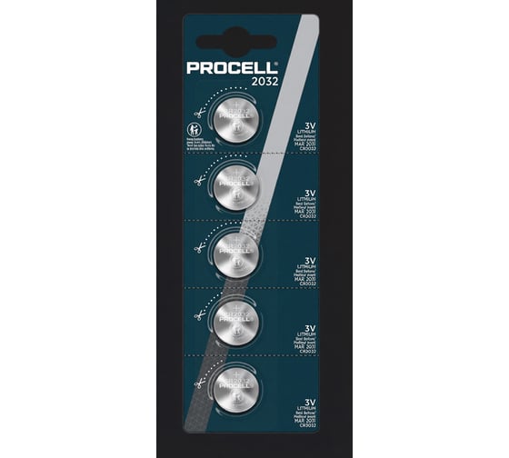 Батарейка Duracell PROCELL Constant CR2032 BL5 литиевая RPL00649