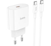 Блок питания (сетевой адаптер) Hoco C94A Metro 1xUSB-C с кабелем Type-C-Type-C, 3.0A, 20W, белый 109592