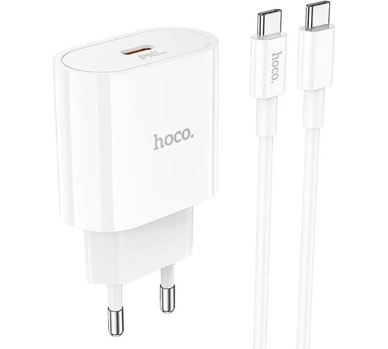 Блок питания (сетевой адаптер) Hoco C94A Metro 1xUSB-C с кабелем Type-C-Type-C, 3.0A, 20W, белый 109592