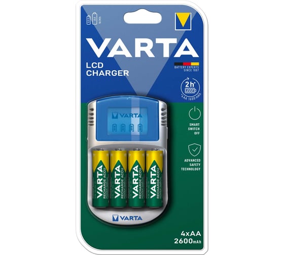 Зарядное устройство Varta LCD Charger incl. 4 x AA 2600mAh + 12V + USB 57070201451 RPL00613