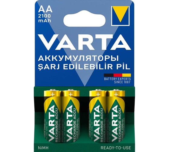 Аккумуляторы Varta Recharge Accu Power AA 2100mAh BL4 56706101404 RPL00190