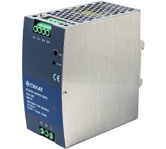 Блок питания на DIN-рейку СИЛАТ выс.мощ., 240W, 10A, 24V / 90-264VAC 1 шт 924101
