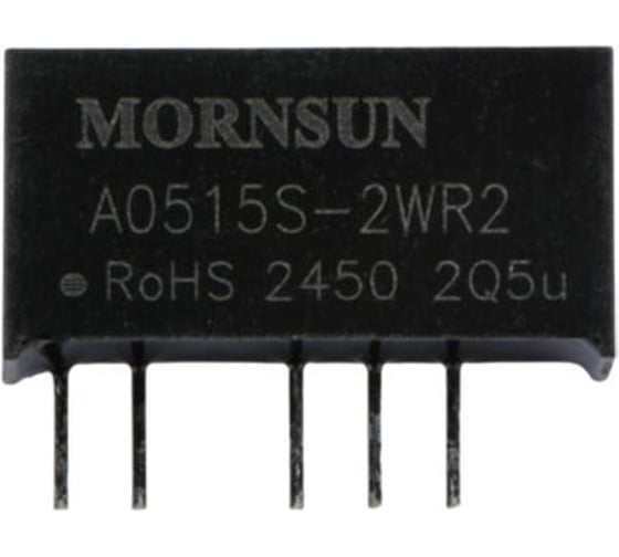 Блок питания на печатную плату MORNSUN A0515S-2WR2, в корпусе SIP7, DC/DC 2 Вт 15 В, -15 В, изолированный, фиксированный вход, биполярный выход 3151451