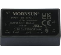 Блок питания на печатную плату MORNSUN LD15-23B05R2-M, в кожухе, AC/DC 15 Вт 5 В, изолированный, залитый компаундом, низкий уровень шумов и пульсаций 3682027