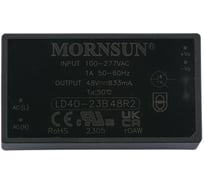 Блок питания на печатную плату MORNSUN LD40-23B48R2, в кожухе, AC/DC 40 Вт 48 В, изолированный, залитый компаундом, низкий уровень шумов и пульсаций 5314261
