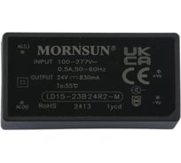 Блок питания на печатную плату MORNSUN LD15-23B24R2-M, в кожухе, AC/DC 15 Вт 24 В, изолированный, залитый компаундом, низкий уровень шумов и пульсаций 3682030