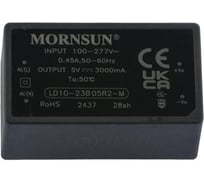 Блок питания на печатную плату MORNSUN LD10-23B05R2-M, в кожухе, AC/DC 10 Вт 5 В, изолированный, залитый компаундом, низкий уровень шумов и пульсаций 3682021